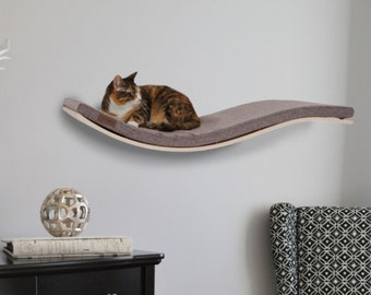 CosyAndDozy cat shelf for wall - Cat bed wall mounted from solid wood - Large cat wall furniture - Cat window perch - Cat shelving for walls