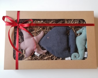 Cat Toys Gift Box, Unique Gifts For Pets, Handmade Gift, Sea Animals Gift Box For Kittens, Sea Themed Cat Toys, Catnip Toys In Gift Box