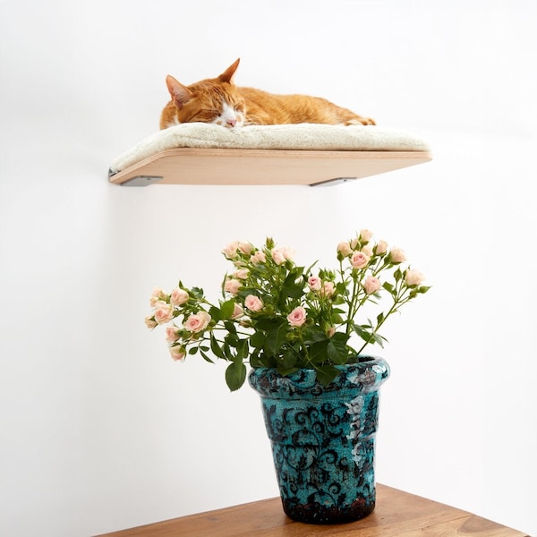 Scandinavian Cat Shelf, Cat Wall Furniture, Cat Tree, Cat Shelves For Wall, Cat Wall Bed, ~ Flat Shelf With Removable & Washable Cushion