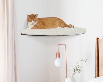 Cojín de esquina para estante de gato blanco: funda extraíble y lavable