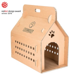 Cardboard Cat House, Cat Carrier, Cat Beds and Caves, Carboard Cat Box, Cat Furniture, Maison Chat, Cat Crate, Pet Carriers & Houses, Condo image 3