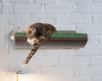 Modern Cat Wall Shelf, Beech Wood, Removable Cushion