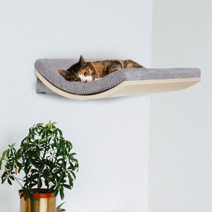 Cat Wall Shelves, Cat Wall Furniture, Cat Tree, Cat Window Perch, Cat Window Seat ~ Curved Shelf With Removable And Washable Cushion