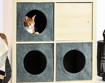 Lit pour chat encastrable Kallax, maison IKEA Kallax pour chat, caves et lits pour chats, meubles pour chats, accessoires pour chats, cube Kallax pour chats, Katzenmöbel, chatière