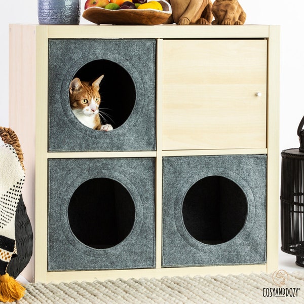 Kallax Einsatz Katzenbett, Katzenhöhle IKEA Kallax, Katzenbetten und Höhlen, Katzenmöbel, Katzenzubehör, Kallax Cat Cube, Katzenmöbel, Katzentür