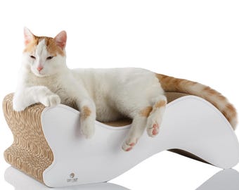 Lettino tiragraffi ecologico in cartone: mobile ergonomico per gatti