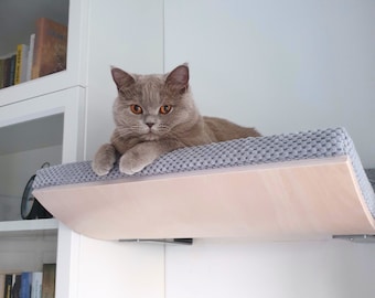 Cat Shelves For Wall, Cat Tree, Cat Wall Furniture, Cat Window Perch, Cat Hammock, Cat Climbing Wall~Handmade Pet Beds In Natural Solid Wood