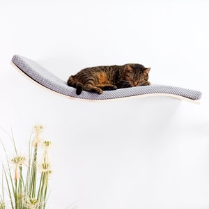 Wave Cat Shelf, Cat Wall Furniture By CosyAndDozy, Cat Shelves, Floating Cat Bed, Cat Window Perch Etsy Design Awards Pets Category Winner zdjęcie 4
