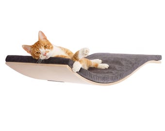 Wave Cat Shelf: Modern Wall Mounted Bed, Cozy Cat Furniture