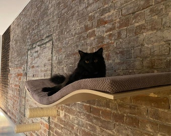 Ensemble de meubles muraux pour chats, étagères pour chats par CosyAndDozy - Grande étagère murale pour chats + 2 marches d&#39;escalade en sisal ~ Perchoir flottant pour chat, mur d&#39;escalade pour chats