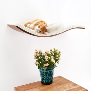 Floating Cat Shelves, Curved Cat Wall Mount Shelf, Extra Large Cat Bed, Cat Hammock, Cat Perch, Wood Shelving, Cat Wall Furniture, Decor