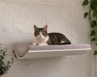 OUTLET - Cat Wall Shelf –White Wood Cat Shelf, Wall Mounted Cat Bed, Floating Cat Perch, Light Wood Cat Furniture (Minor Imperfections)