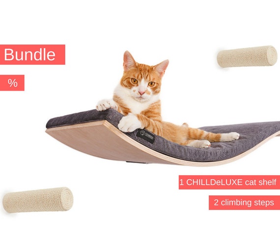 Designer Cat Furniture Wall Mounted Cat Bed 90 X 41 Cm Maine Coon Bed Cosy And Dozy Exclusive Cat Shelf Maple Floating Cat Seat Elegant Rose Grey Cushion Beds Bedding Furniture