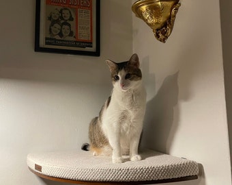 Étagère d’angle pour chat, meubles muraux pour chats, lit mural pour chat d’angle, perche pour chat flottante, étagères pour chats, lits pour animaux de compagnie fabriqués à la main ~ mur d’escalade en bois