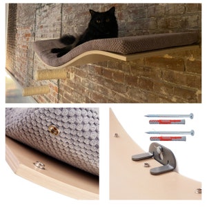 Cat Wall Furniture Set Of Cat Shelf For Walls And Sisal Climbing Steps, Floating Cat Shelves And Perch, Cat Bed,Cat Playground,Climbing Wall zdjęcie 5