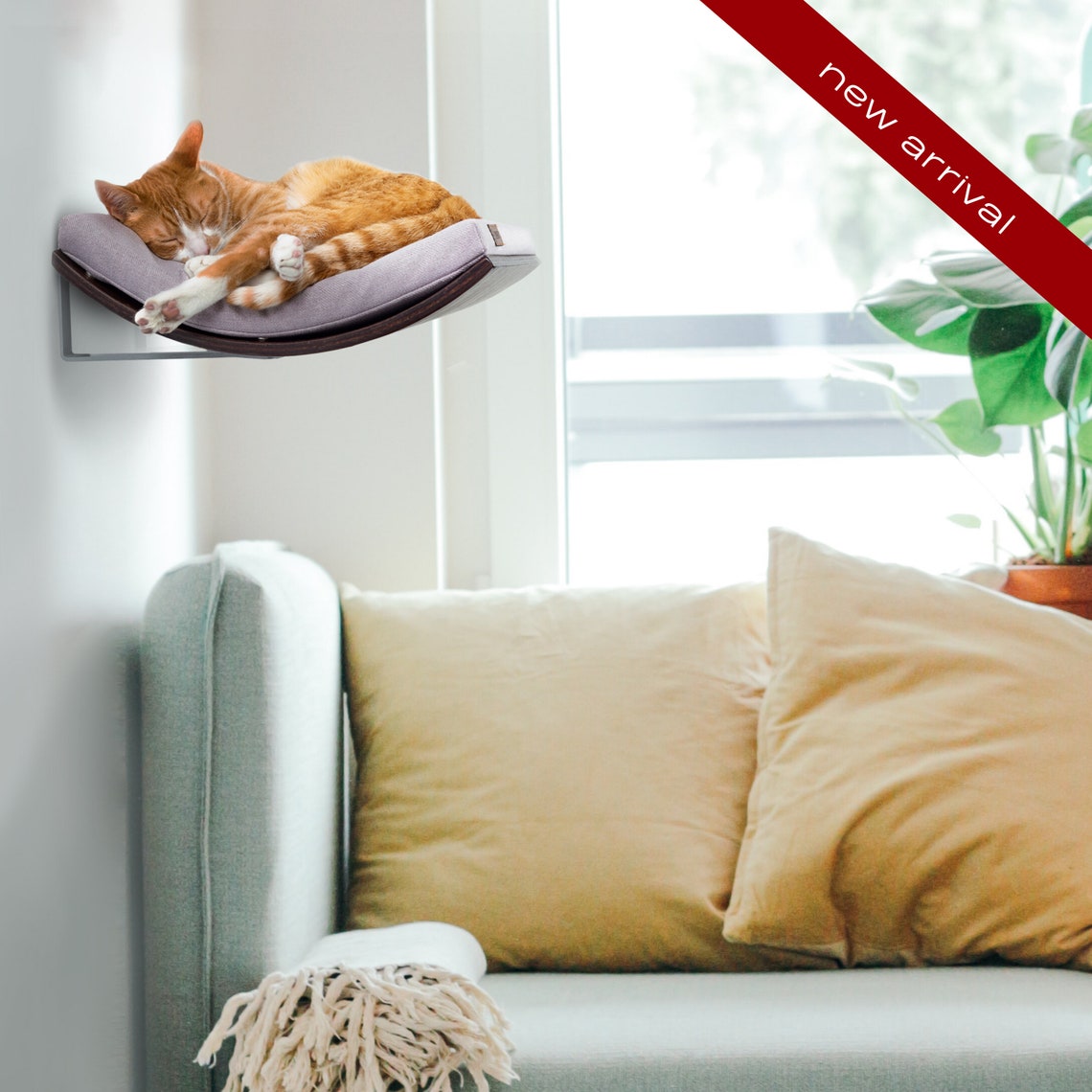 Wall Mounted Designer Curved Cat Shelf Modern Floating Shelf Etsy
