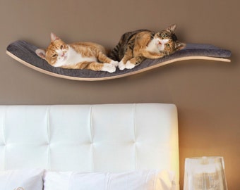 Étagères pour chats, meubles muraux pour chats, étagère de perche flottante pour chat, lit mural pour chat, étagères murales pour chats, mur d’escalade pour chats en bois massif naturel