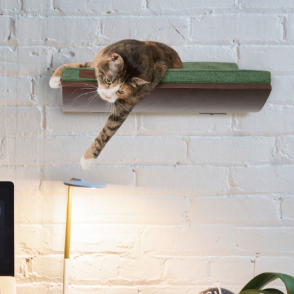 Cat Curved Shelf, Cat Bed Wall, Cat Shelves, Cat Wall Platform, Cat Window Seat ~ Modern Cat Furniture With Lifetime Warranty Of Wooden Base