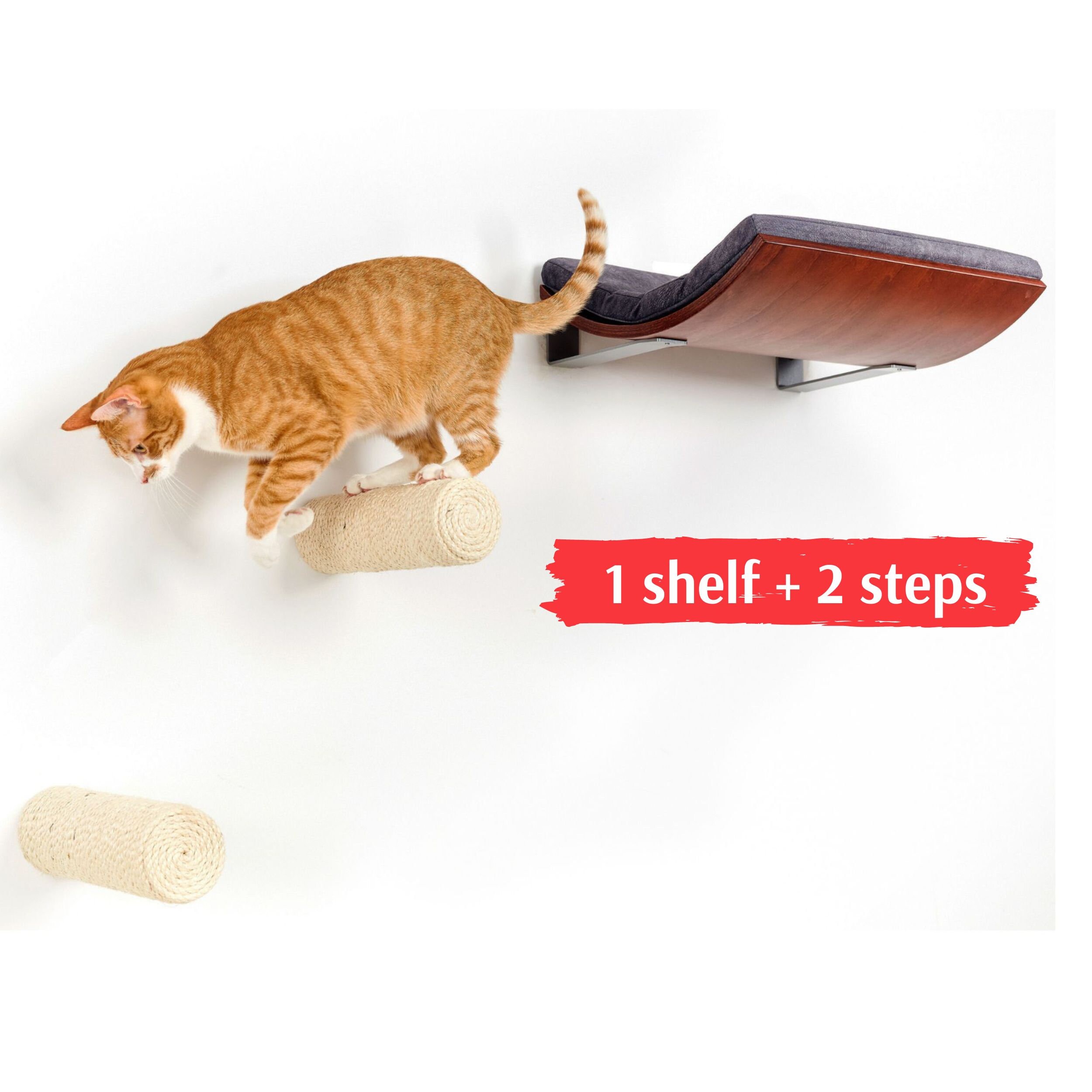 Cosyanddozy Cat Shelf With Sisal Steps Modern Wall Mounted Bed