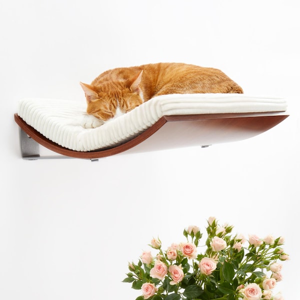 Handmade Beech Wood Cat Wall Bed: Modern Floating Cat Perch