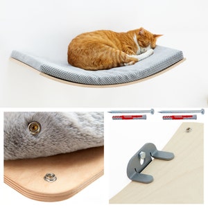 Scandic Chic väggmonterad kattbädd: Bokplywood, avtagbar kudde bild 4