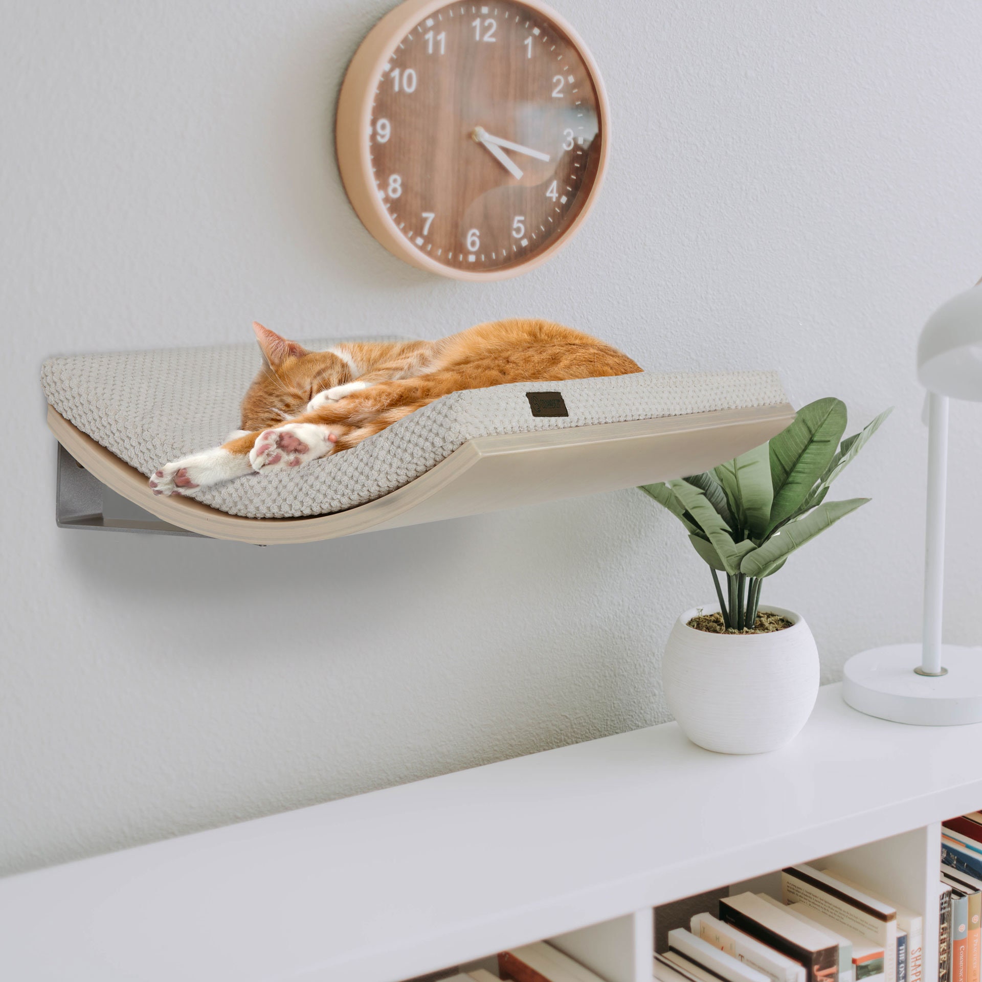Best-selling wall mounted curved cat shelf, Premium quality minimalistic pet furniture