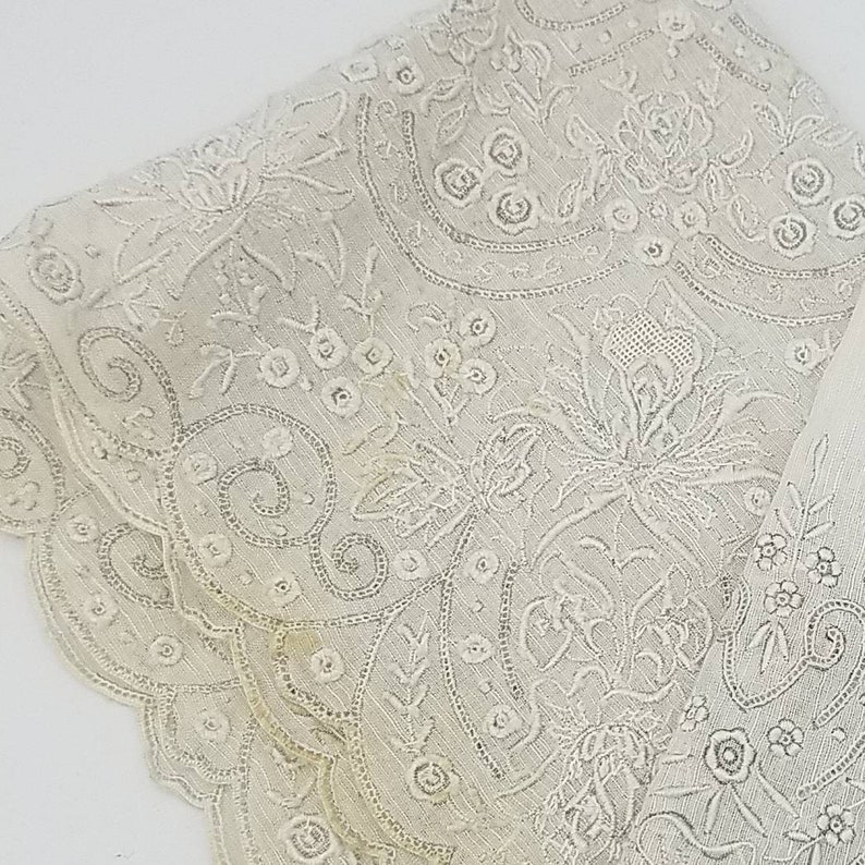 Heavily Embroidered Bridal Appenzell Handkerchief