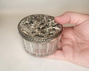 Rose Top Glass Jar Vintage