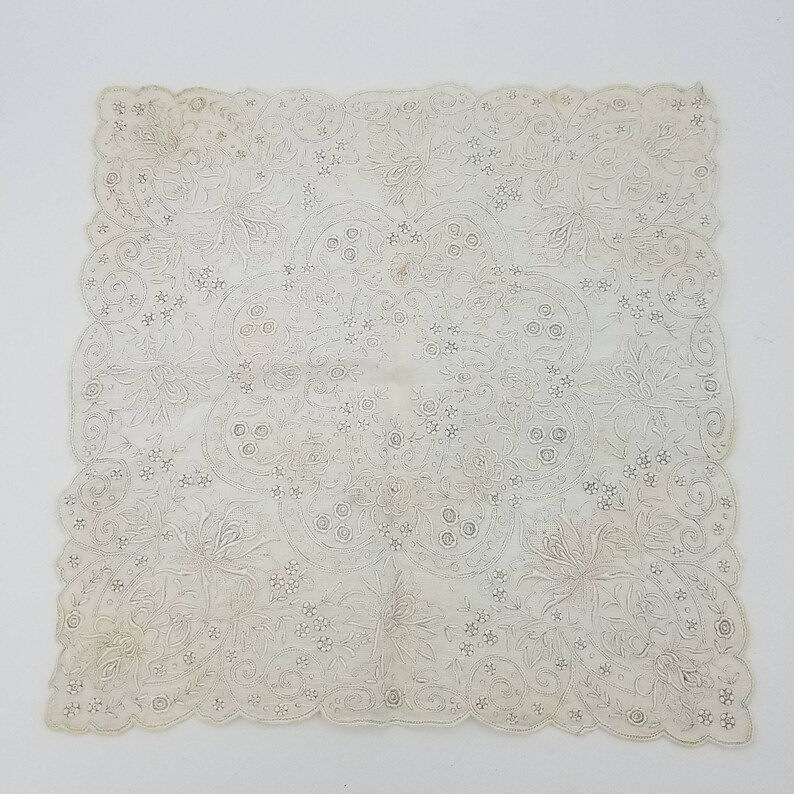 Heavily Embroidered Bridal Appenzell Handkerchief