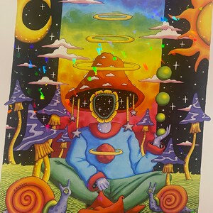 Holographic “Awaken” hand signed trippy art print