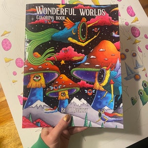 Wonderful Worlds Psychedelic Coloring Book, Trippy Adult Coloring book
