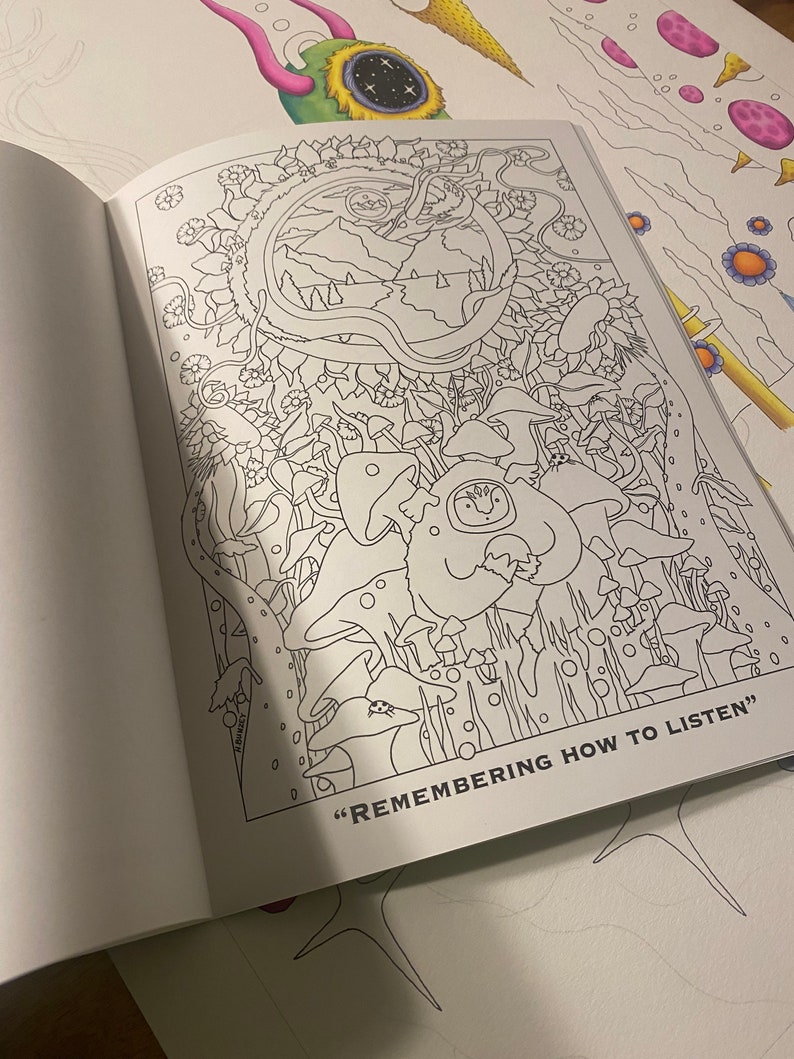 Wonderful Worlds Psychedelic Coloring Book, Trippy Adult Coloring book image 4