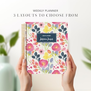2026 planner custom | 7x9 12 month planner | student planner weekly calendar agenda daytimer / spring flowers