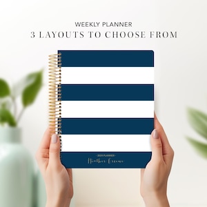 2027 planner personalized 2026-2027 | 7x9 student planner weekly calendar agenda | navy stripes image 1