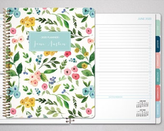 2022 planner custom 2021 2022 | 12 month planner |  student planner HORIZONTAL LAYOUT weekly calendar agenda | colorful watercolor floral