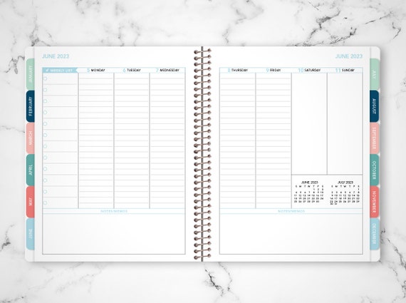 Vertical Planner 2024 7x9 12 Month Planner Personalized Planner VERTICAL  LAYOUT Weekly Calendar Agenda Bright Florals Colorful 