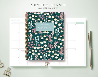 Monthly Planner 2024 / 7x9 12 Month Calendar / Choose Your Start Month / 2024-2025 Month at a Glance Planner MAG / Bright Floral Green Pink