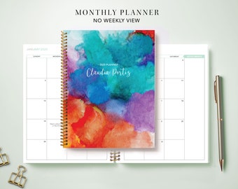 2024 Monthly Planner 7x9 / 12 Month Calendar / Choose Your Start Month / 2024-2025 Month at a Glance Planner / Abstract Watercolor Rainbow
