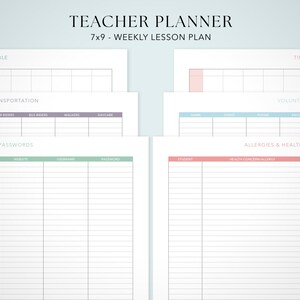 a set of planners or schedules, including a teacher's weekly lesson plan. The planners are divided into two columns, with one column dedicated to the timetable and the other for the lesson plan. The planners are designed to help teachers organize their lessons and manage their time effectively.