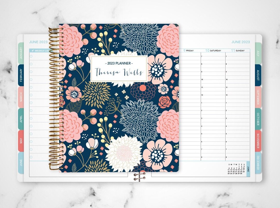 2024 Personalized Planner 2023 2024 7x9 12 Month Planner HOURLY LAYOUT