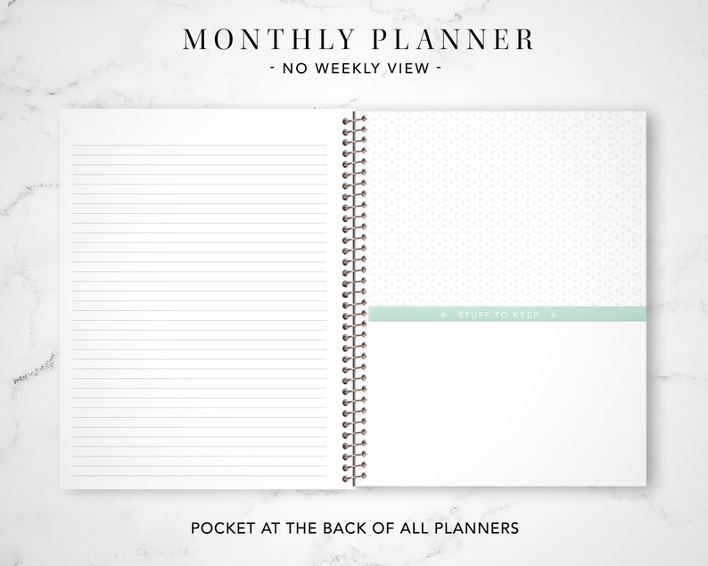 2024 monthly planner 7x9 / 12 month calendar / choose your start month / 2024-2025 month at a glance planner / navy pink gold floral image 4