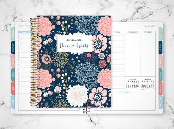 Buy 2024 Vertical Planner 7x9 12 Month Planner Student Planner VERTICAL  LAYOUT Weekly Calendar Agenda Daytimer Navy Pink Gold Floral Online in  India 