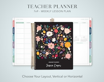 2026 2027 TEACHER PLANNER 7x9 2026-2027 teacher lesson plan weekly calendar / black folk floral