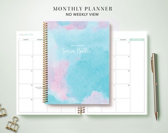 2024 Monthly Planner 7x9 / 12 Month Calendar / Choose Your Start Month / Abstract Watercolor Cotton Candy