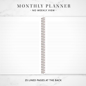 2024 monthly planner 7x9 / 12 month calendar / choose your start month / 2024-2025 month at a glance planner / navy pink gold floral image 3