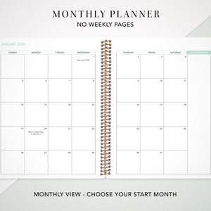 2024 Monthly Planner 7x9 / 12 Month Calendar / Choose Your Start Month / 2024-2025 Month at a Glance Planner / Navy Pink Gold Floral image 2