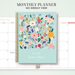 Agenda mensual 2027 7x9 / Calendario personalizado / Elige tu mes de inicio / Estampado floral blue folk