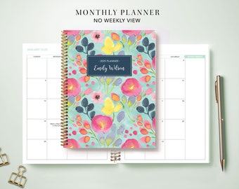 2024 Monthly Planner 7x9 / 12 Month Calendar / Choose Your Start Month / 2024-2025 Month at a Glance Planner / Blue Spring Flowers