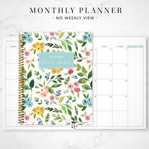 2024 monthly planner 7x9 / 12 month calendar / choose your start month / 2024-2025 month at a glance planner / colorful watercolor floral image 1