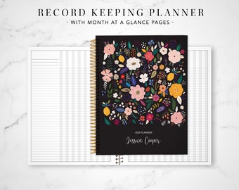 2024 2025 RECORD KEEPING monthly planner for teachers / no weekly pages / black folk floral